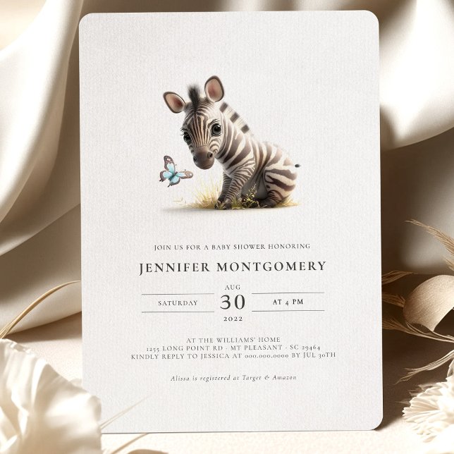 Zebra Baby Shower Blue Boy Invitation (Creator Uploaded)