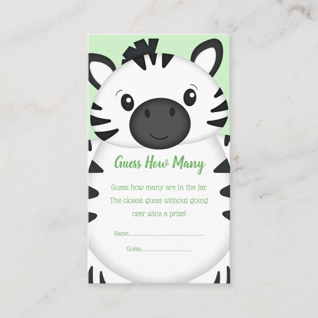 Zebra Baby Shower Enclosure Card (Front)