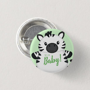 Zebra Baby Shower Green 3 Cm Round Badge
