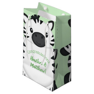 Zebra Baby Shower Green Small Gift Bag