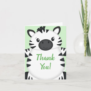Zebra Baby Shower Green Thank You Card