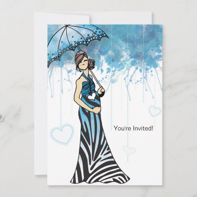 Zebra Baby Shower Invitation - Blue2 (Front)
