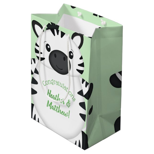 Zebra Baby Shower Medium Gift Bag (Back Angled)