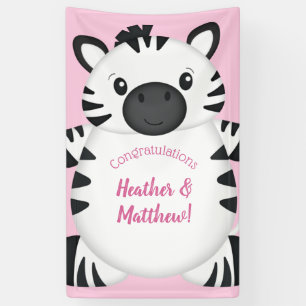 Zebra Baby Shower Pink Banner