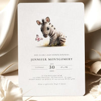 Zebra Baby Shower Pink Girl Invitation
