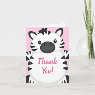 Zebra Baby Shower Pink Thank You Card