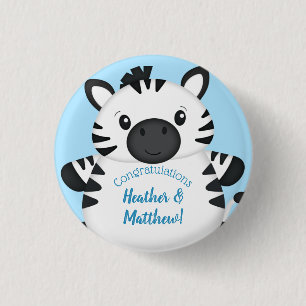 Zebra Baby Shower Safari Blue Boy 3 Cm Round Badge