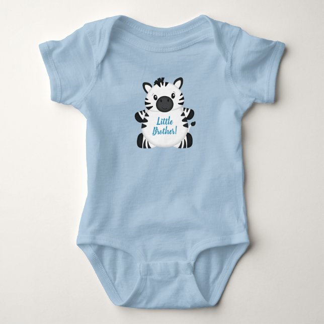 Zebra Baby Shower Safari Blue Boy Bodysuit (Front)