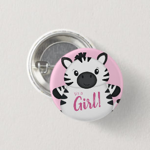 Zebra Baby Shower Safari Pink Girl 3 Cm Round Badge