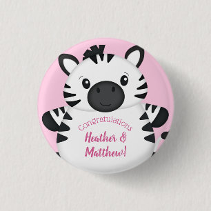 Zebra Baby Shower Safari Pink Girl 3 Cm Round Badge