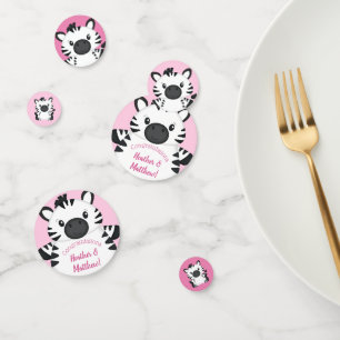 Zebra Baby Shower Safari Pink Girl Confetti