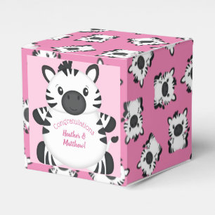 Zebra Baby Shower Safari Pink Girl Favour Box