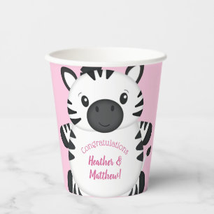 Zebra Baby Shower Safari Pink Girl Paper Cups