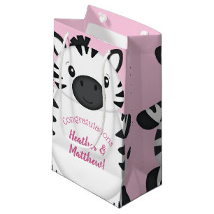 Zebra Baby Shower Safari Pink Girl Small Gift Bag