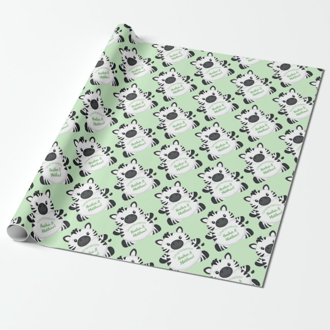 Zebra Baby Shower Wrapping Paper (Unrolled)