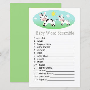 Zebra Baby word scramble game