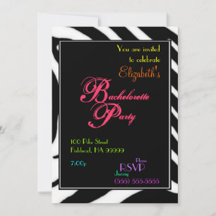 Zebra Bachelorette Party Colours Invitation
