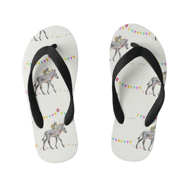 Zebra Balloon party Slip slops Kid's Jandals (Footbed)