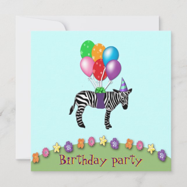 zebra birthday invitation (Front)