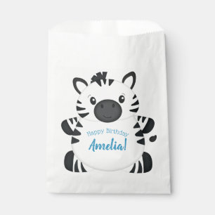 Zebra Birthday Party Blue Favour Bags