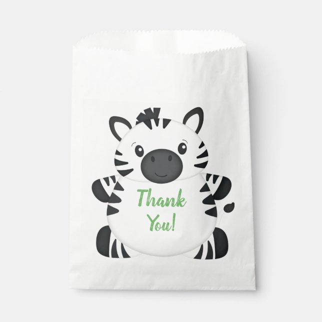 Zebra Birthday Party Green Favour Bags (Front)