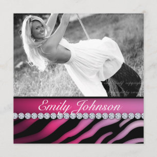 Zebra Birthday Party Purple Pink Black Jewellery Invitation
