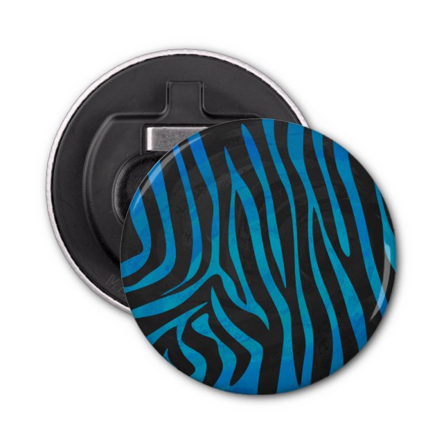 Zebra Black and Blue Print Bottle Opener (Front)