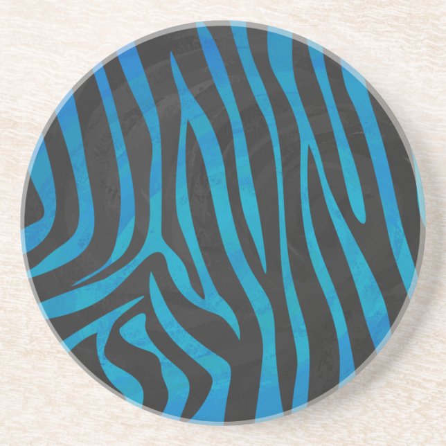 Zebra Black and Blue Print Coaster (Front)