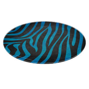 Zebra Black and Blue Print Cutting Board