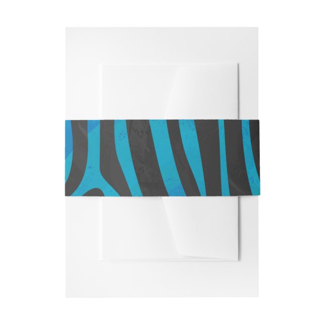 Zebra Black and Blue Print Invitation Belly Band (Front Example)