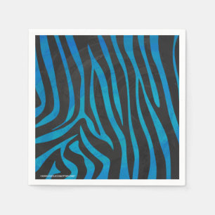 Zebra Black and Blue Print Napkin