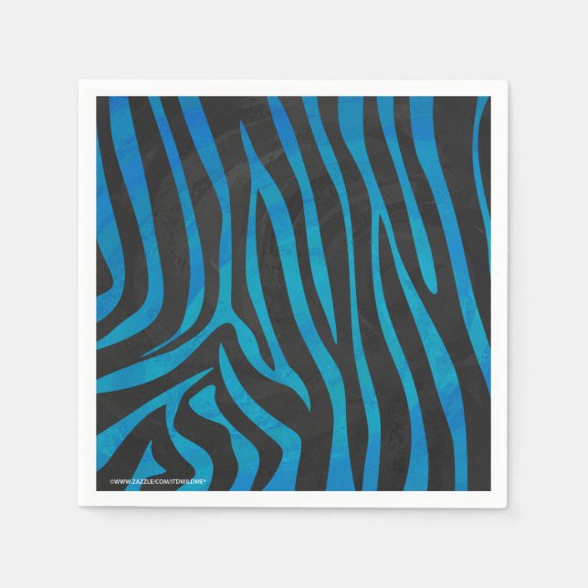 Zebra Black and Blue Print Napkin (Front)