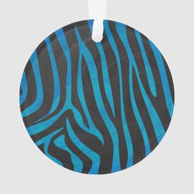 Zebra Black and Blue Print Ornament (Back)