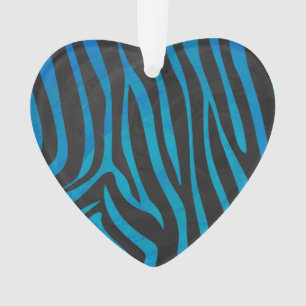 Zebra Black and Blue Print Ornament