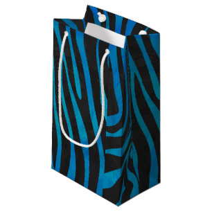 Zebra Black and Blue Print Small Gift Bag