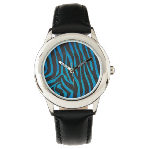 Zebra Black and Blue Print Watch
