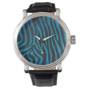Zebra Black and Blue Print Watch