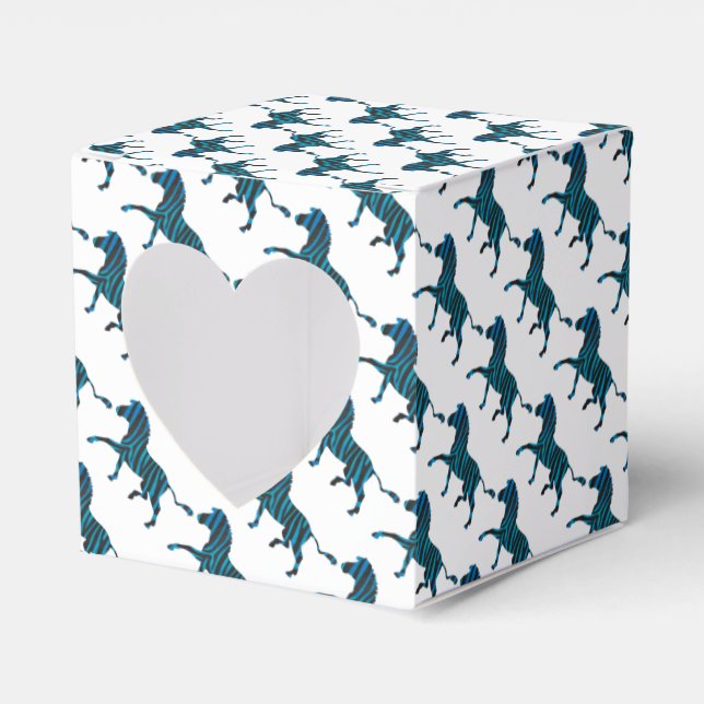 Zebra Black and Blue Silhouette Favour Box (Front Side)