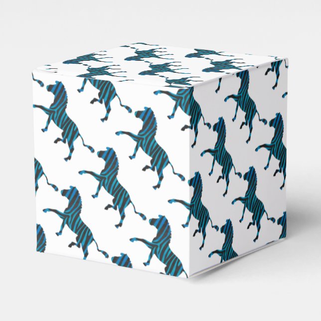 Zebra Black and Blue Silhouette Favour Box (Front Side)