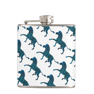 Zebra Black and Blue Silhouette Hip Flask