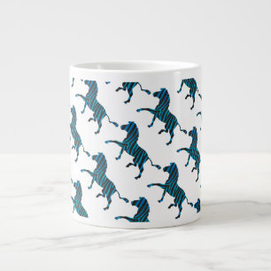 Zebra Black and Blue Silhouette Large Coffee Mug