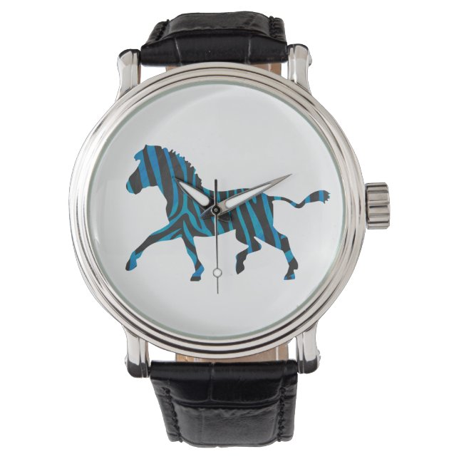 Zebra Black and Blue Silhouette Watch (Front)