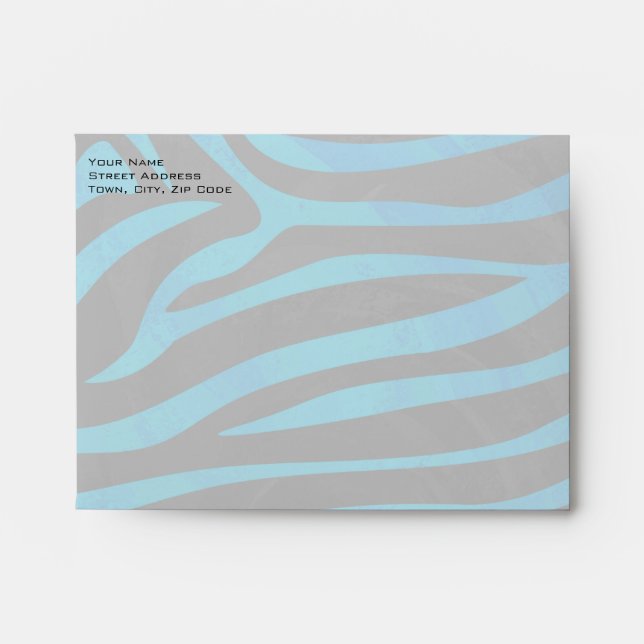 Zebra Black and Blue with Monogram Envelopes (Front)