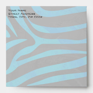 Zebra Black and Blue with Monogram Envelopes