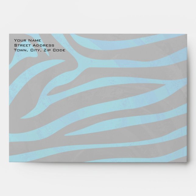 Zebra Black and Blue with Monogram Envelopes (Front)