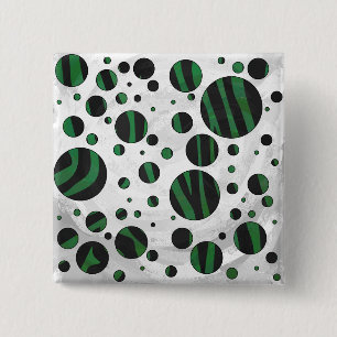 Zebra Black and Green Polka Dot 15 Cm Square Badge