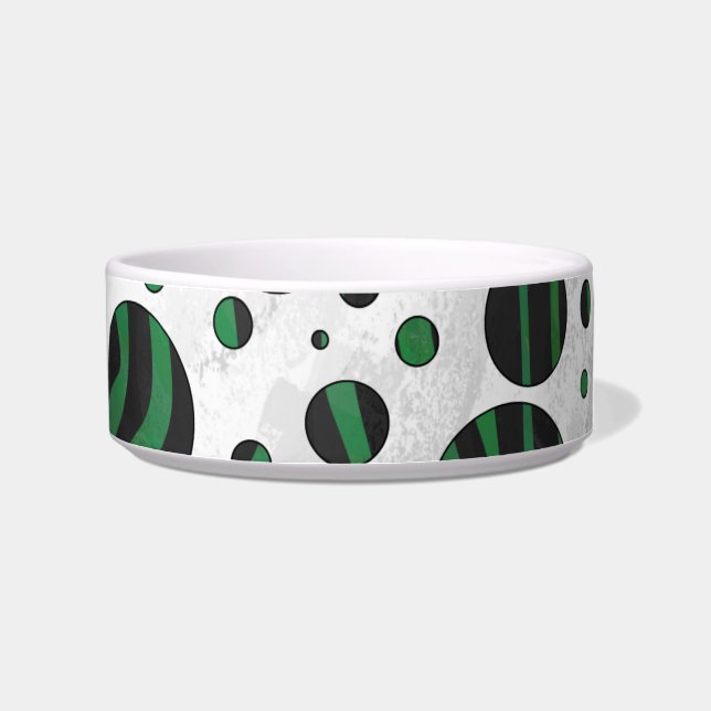 Zebra Black and Green Polka Dot Bowl (Right)