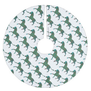 Zebra Black and Green Print Brushed Polyester Tree Skirt