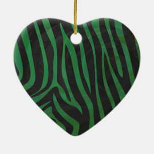 Zebra Black and Green Print Ceramic Tree Decoration