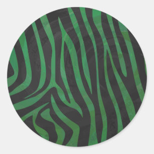 Zebra Black and Green Print Classic Round Sticker